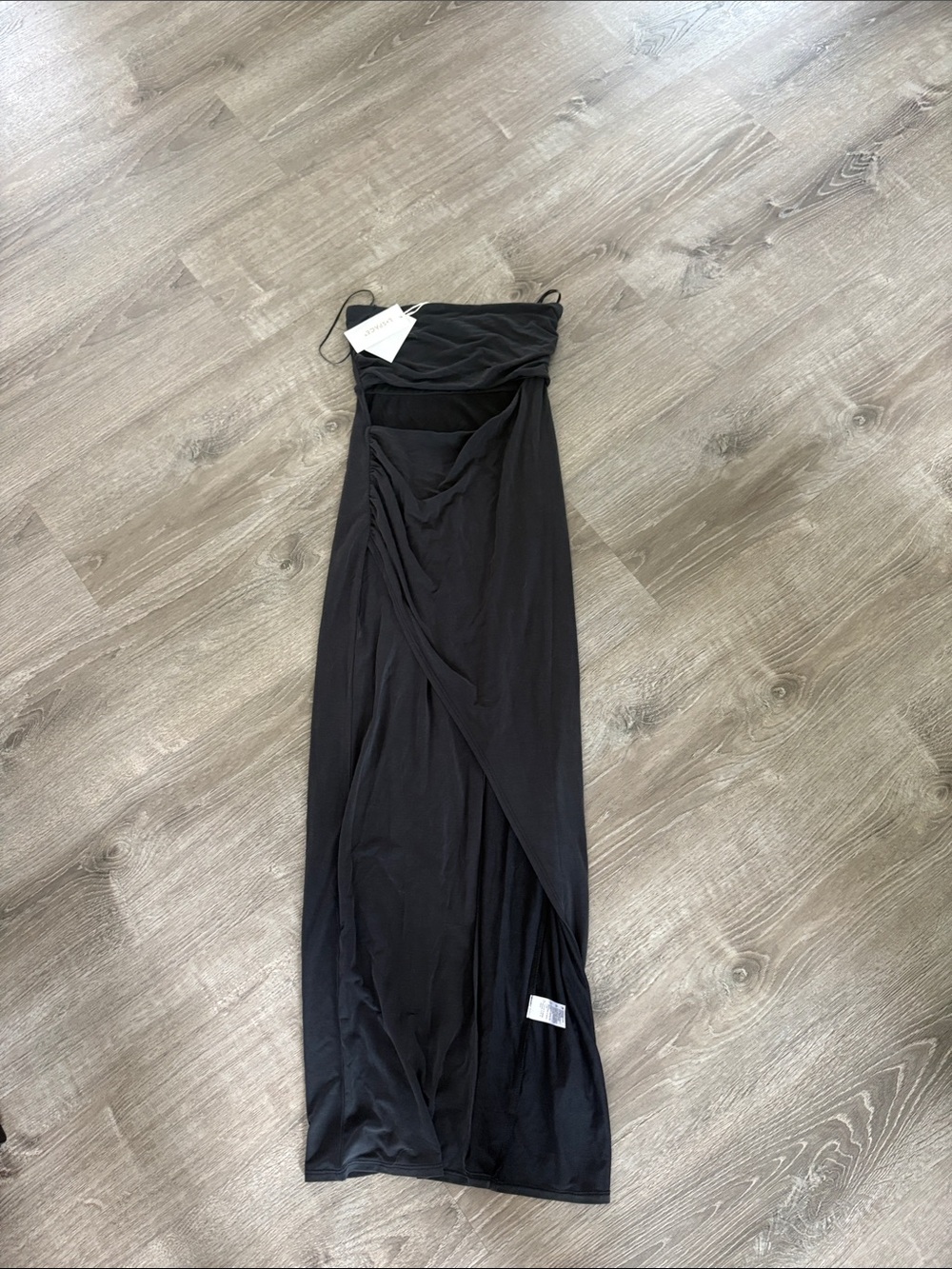 l*space Black Strapless Draped Maxi Dress